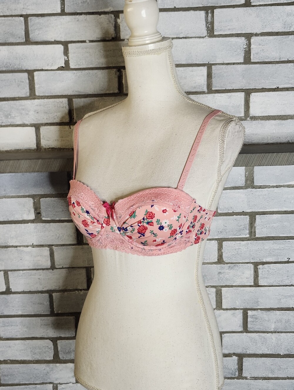 • US Polo Assn Pink Floral Push Up Bra Underwire Lace Trim 34B BRA0772 Intimates